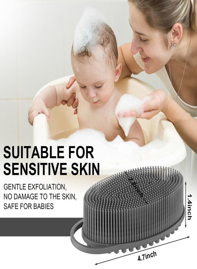 ميتين ليفة تقشير الجسم من السيليكون من ميتين مع حلقة، ليفة تقشير الجسم للرجال والنساء، ليفة سيليكون للاستحمام، سيليكون ناعم للاستحمام وروتين العناية بالبشرة (رمادي) - Image 5